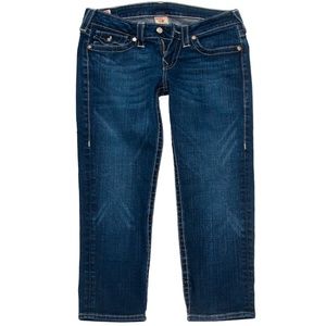 WOMEN'S TRUE RELIGION CAPRI COTTON/SPANDEX DENIM JEANS - SIZE 28X22 EXCELLENT
